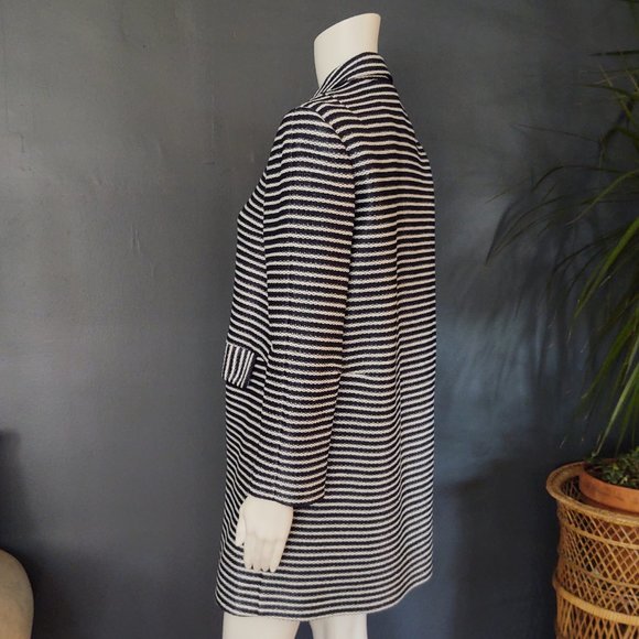 Tory Burch navy and white striped raffia coat-style Elaina - Picture 5 of 15